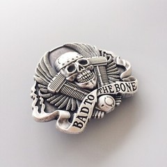 Vintage Silver Plated Biker Rider Skull Belt Buckle Boucle de ceinture