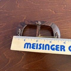 Vintage Hand Carved Wood Belt Buckle Belt Unisex Hippie Dude Chick