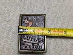 1970s vintage TOOLED belt buckle HANDCRAFTED leather DUCKS hunting WESTERN brass