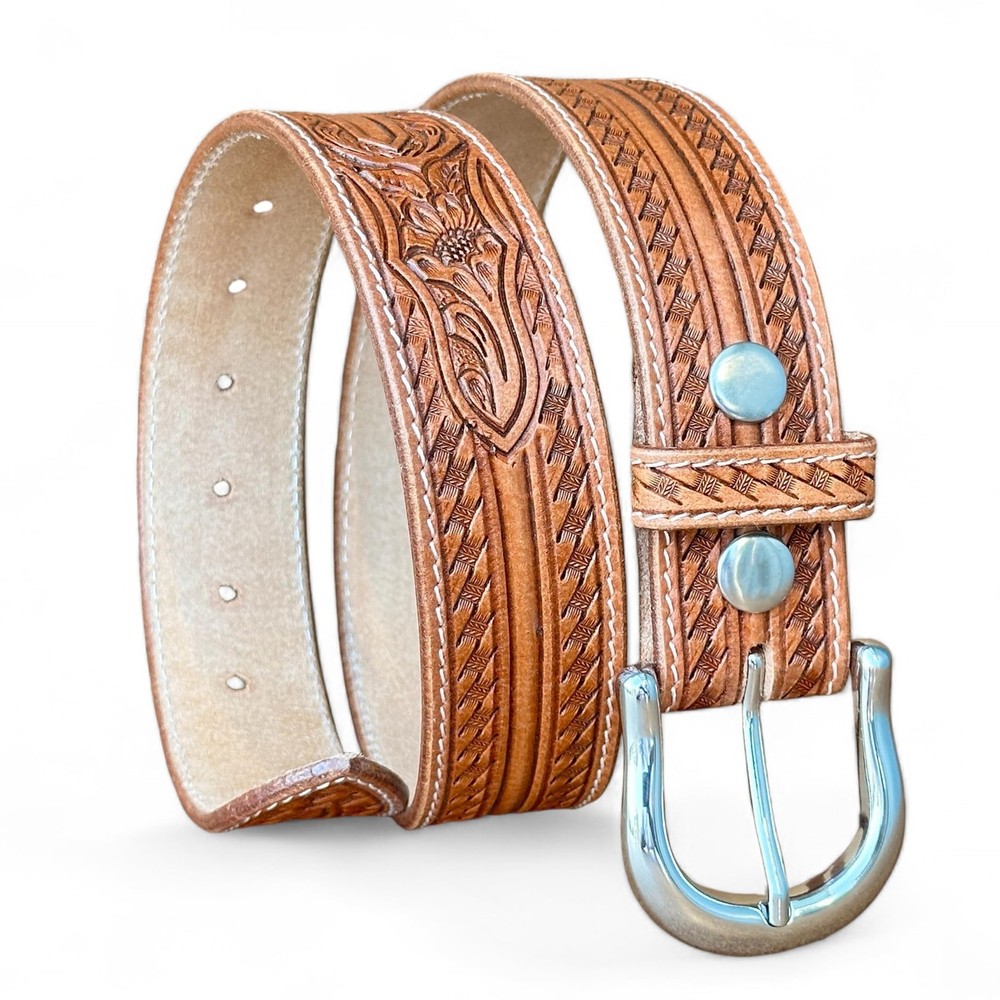 DANIEL&rsquo;S ARTPLANET Western Leather Belt for 38 (fits size 36 jeans), Brown
