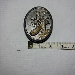 Vintage 70s 80s Western Gold & Silver Tone Flying Eagle Oval Belt Buckle