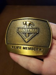 Handyman Club of America Life Member Brass Hammer Belt Buckle 1996