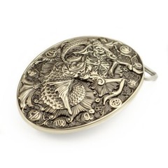 Capricorn german silver belt buckle, Sea Goat Horoscope Astrological Zodiac Sign