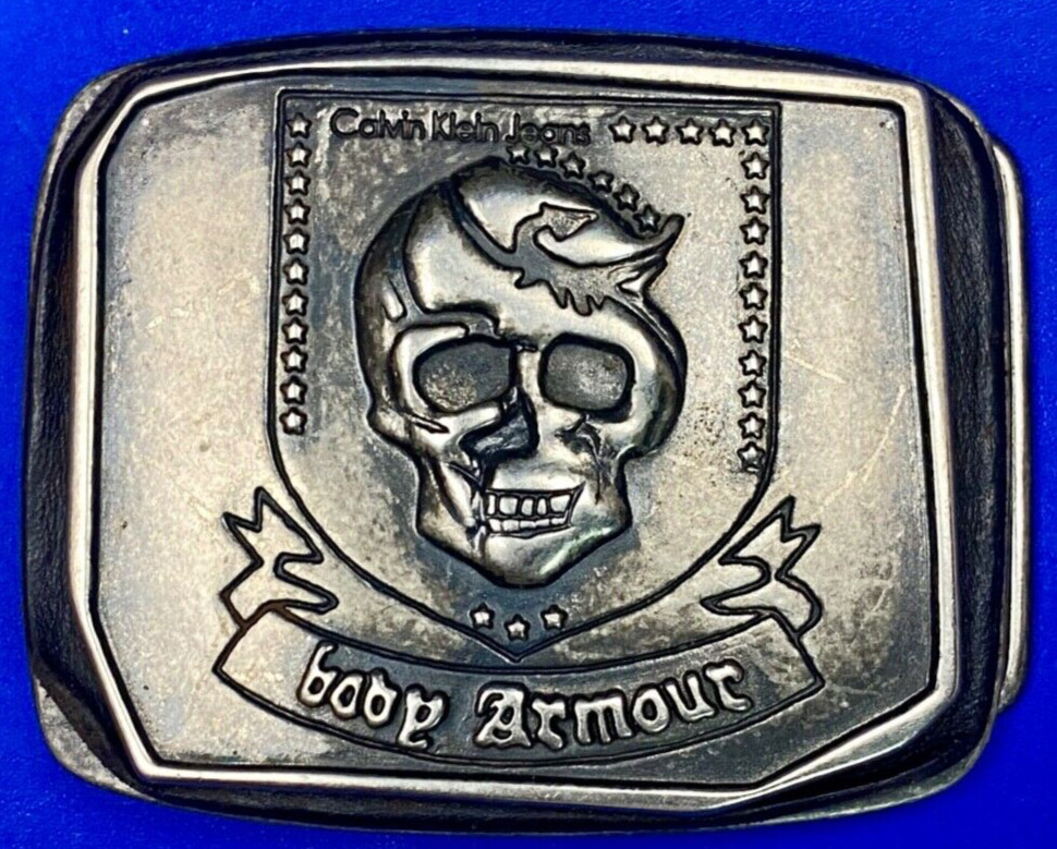 Skull – Body Armor Ribbon – unique Vintage Metal Belt Buckle