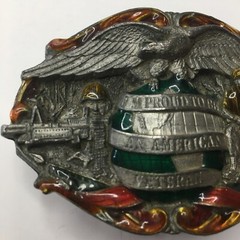 Vintage 1986 Brass USA Patriotic Proud To Be An American Veteran Belt Buckle War