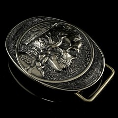 German silver buckle Indian chief skull, Liberty 1935 coin, Chief, Indian head