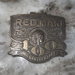 Red Man 100th Anniversary Silver Metal Western Belt Buckle 1.5in Native