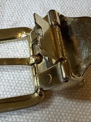 Unisex Gold Tone Belt Buckle Made In Italy With Leather Clip