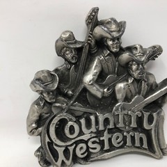 VTG Brassworks Country Western Buckle Musicians Music Guitars Violin Cowboys