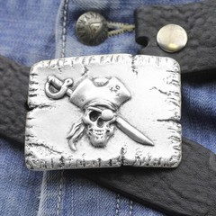Pirate Skull Belt Buckle in Antique Silver – Sailor & Skull Design