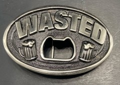 Vintage Wasted Novelty Belt Buckle and Bottle Opener by Kalan Silver One Size