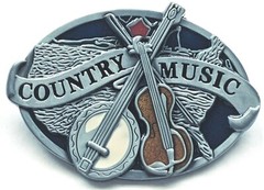 BELT BUCKLES Country Music Bluegrass Instruments Banjo Fiddle Oval NWOT Box!