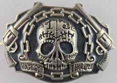 Rare Men&rsquo;s/Women’s Silver Metal Skull Western Belt Buckle