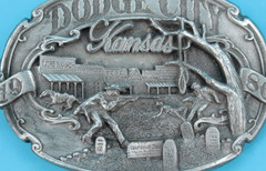 VTG 80s Dodge City Kansas Western Commemorative Belt Buckle 1986