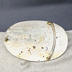 Vintage Alpaca Belt Buckle Abalone Inlay Silver Tone
