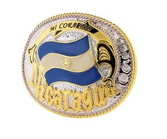 Nicaragua Country Flag Belt Buckle Central American Nation Gold Silver Metal New