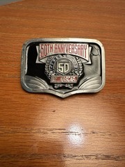 VTG 1998 Nascar 50th Anniversary Black Belt Buckle American Legends Winston Race