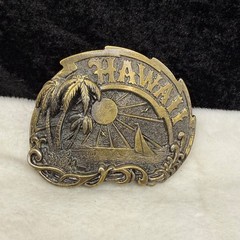 Vintage Hawaii Belt Buckle Palm Tree Travel Vacation Beach