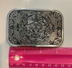 New Aztec Mayan calendar silver medallion mens or women&rsquo;s belt buckle