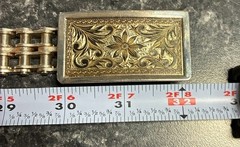 Vintage 32&Prime; Long Chrome Motorcycle Chain Belt Etched Buckle