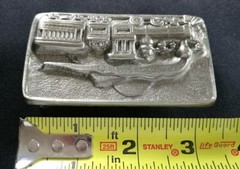 TRAIN STEAM ENGINE AMERICAN LOCOMOTIVE SUN CLOUDS CAR TENDER BELT BUCKLE