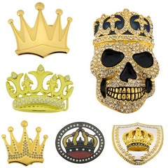 Crown Belt Buckle Gold Metal Rhinestone Halloween Pirate Men Women costume Skull