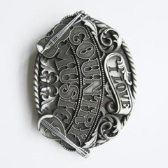 I Love Country Music Western Antique Silver Metal Fashion Belt Buckle