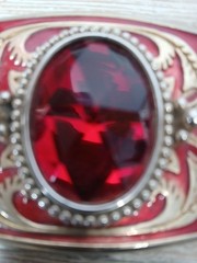 Vintages GEMSTONE coral blood orange WESTERN belt buckle COWBOY handcrafted