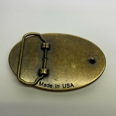 NRA Golden Eagles Belt Buckle Brass Tone Eagle Stars Shield Vintage Collectible