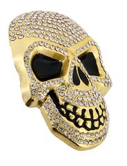 Mens Womens Skulls Skeleton Belt Buckle Gold Pirate Metal Gothic Tattoo Tribal