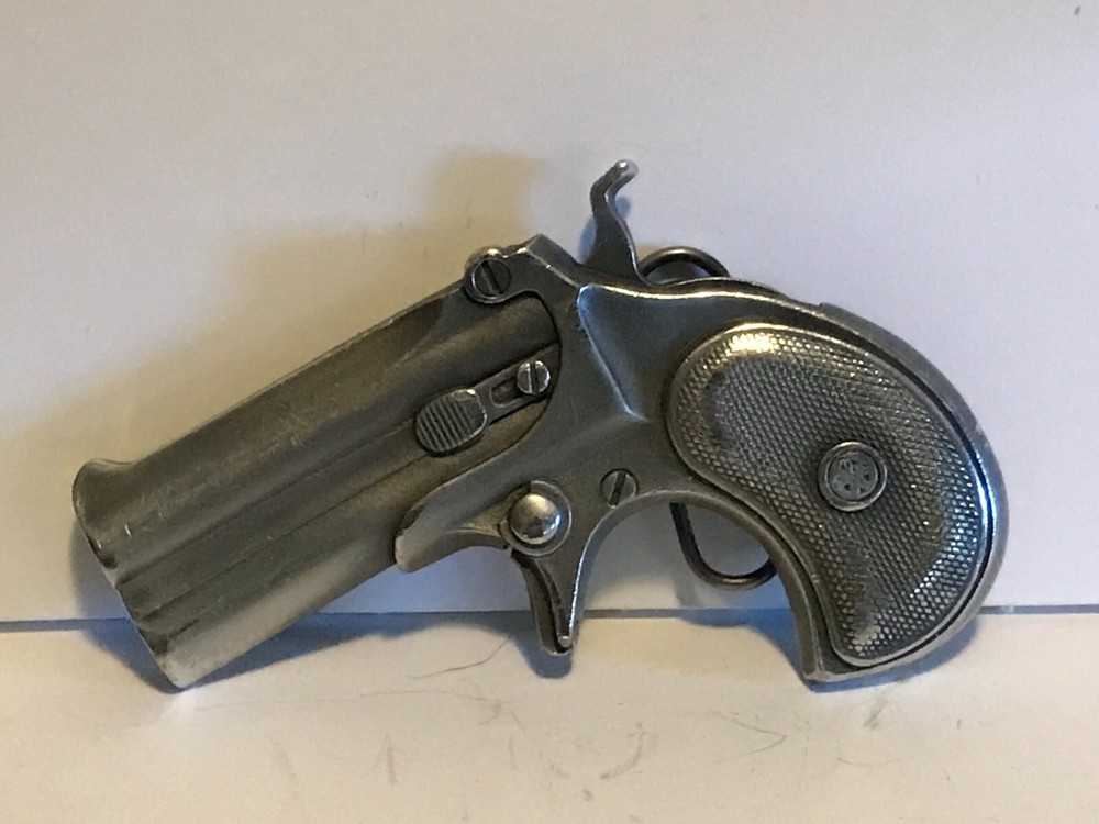 Classic Muzzle Loading Pistol Gun Belt Buckle Grey Western Vintage Look