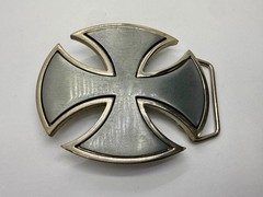 Maltese Celtic Iron Cross Gothic Punk Biker Vibe Cutout Silver Color Belt Buckle