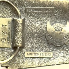 Vtg Eagle Head Brass Buckle Enameled 1979 Grt American Buckle Co #120 USA Ltd Ed