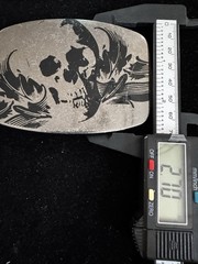 Silver Tone Black Skull Flower Belt Buckle
