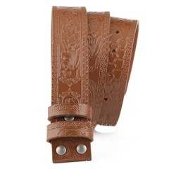 Embossed Western Leather Belt Cowboy Rodeo Casual Leather Belt Floral Embossed