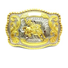2XWESTERN SHINE BELT BUCKLE MEN BULL RIDE RODEO ANIMAL HUGE RODEO BIG COWBOY US