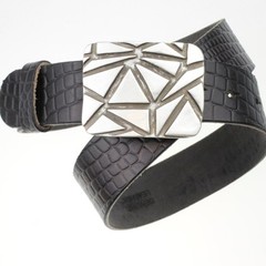 Rectangular Belt Buckle Silver Geometric For Interchangeable Belts 40mm