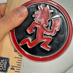 Hatchet Man Psychopathic Records Metal Belt Buckle Red Black Silver 3.5&Prime; Circle