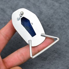 Blue Sapphire Faceted Coffin Cut Belt Buckle For Men Handcrafted Artisan Buckle
