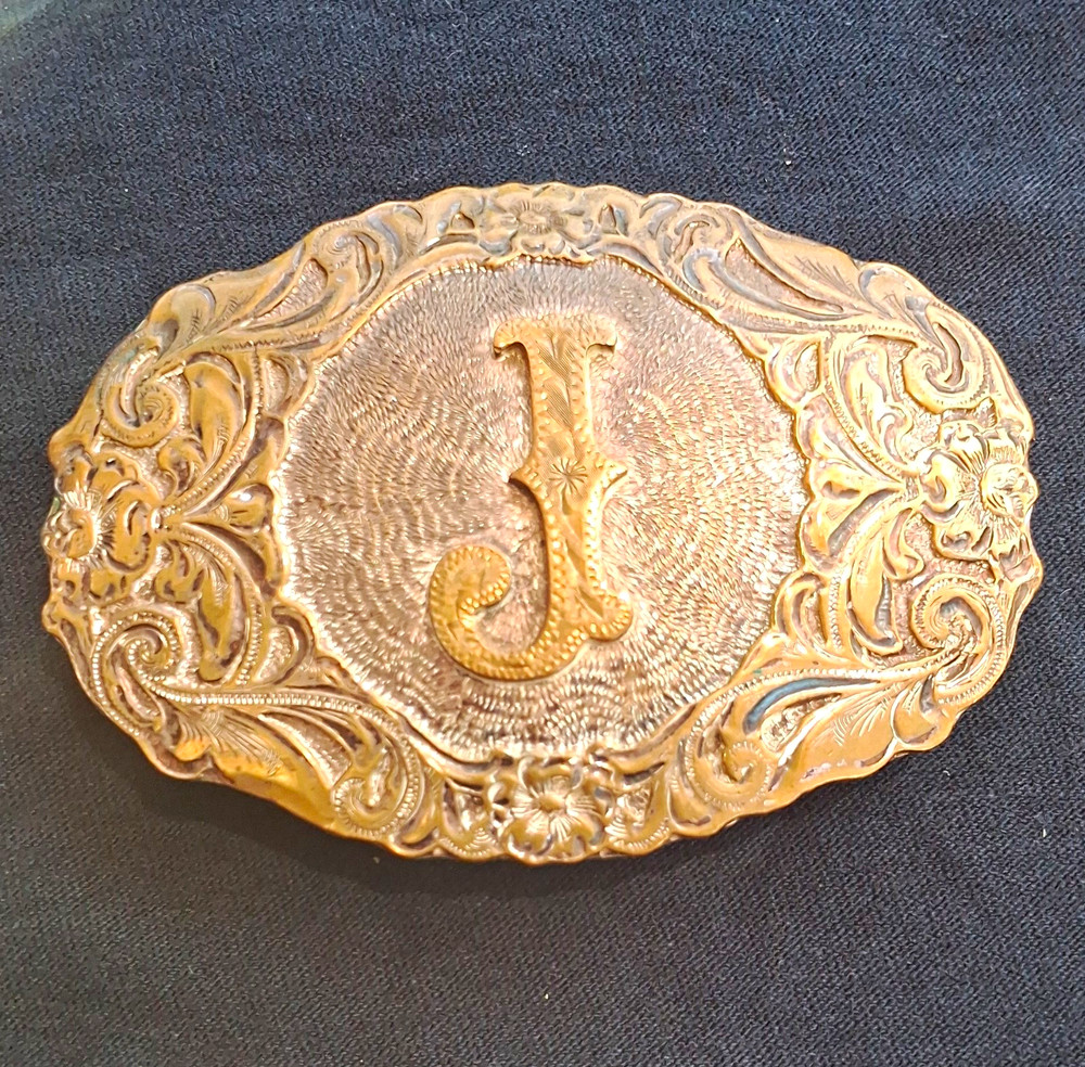 Crumrine Western Oval Floral Monogram « J » Belt Buckle Metal 1.5in MPN 147