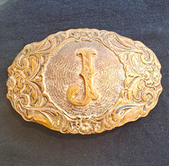 Crumrine Western Oval Floral Monogram « J » Belt Buckle Metal 1.5in MPN 147