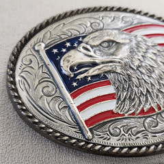 Ivan Belt Buckle – American Flag and Eagle (has wear) made in Taiwan