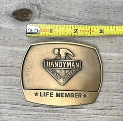 Handyman Club Of America Life Member Tool Shop Carpenter Mens Belt Buckle BRASS