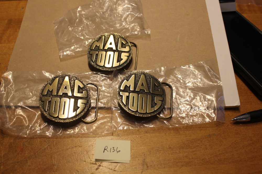 MAC Tools Round Brass Belt Buckle, Great American Buckle, Lmtd Edition, Lot of 3