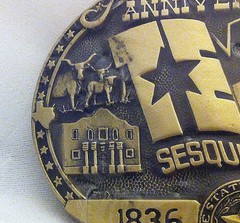 Very Rare Texas Sesquicentennial Belt Buckle Solid Brass Hand Carved Low Numbers