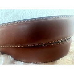 Tommy Hilfiger Brown Leather Belt Silver Buckle Stitched Casual Dress Size 40