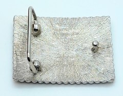Fashion boho style classic oblong Belt Buckle Silver Metal royal blue rhinestone