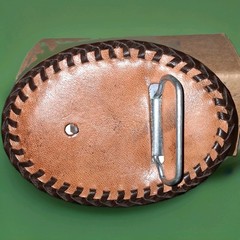 Handmade Leather Tooled Native Steer Head Belt Buckle 4&Prime; X 3&Prime;