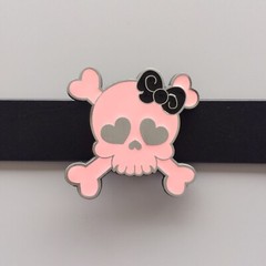 Vintage Pink Enamel Punk Rock Emo Tattoo Skull Girl Wedding Belt Buckle