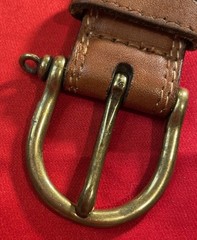 Tommy Hilfiger Mens Leather Brass Crest Belt Brown Size 32 Vintage